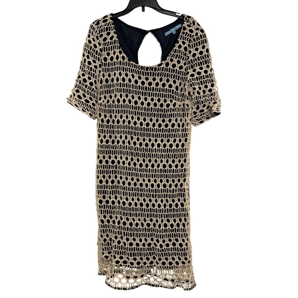 Antonio Melani Lace Overlay Dress Womens Size 8 Black & Ivory Cotton Polyester B